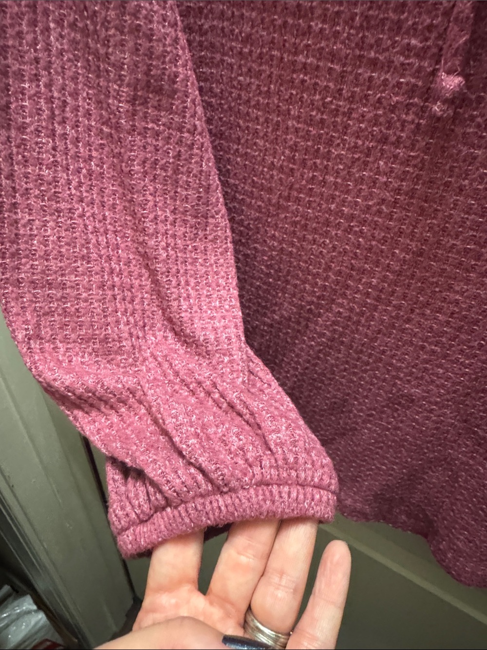 Wonderly Waffle Knit Hoodie - Plum - Picture 3 of 7